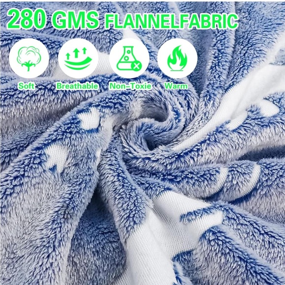 Glow in The Dark Dinosaur Throw Blanket Blue NEW - Picture 2 of 8